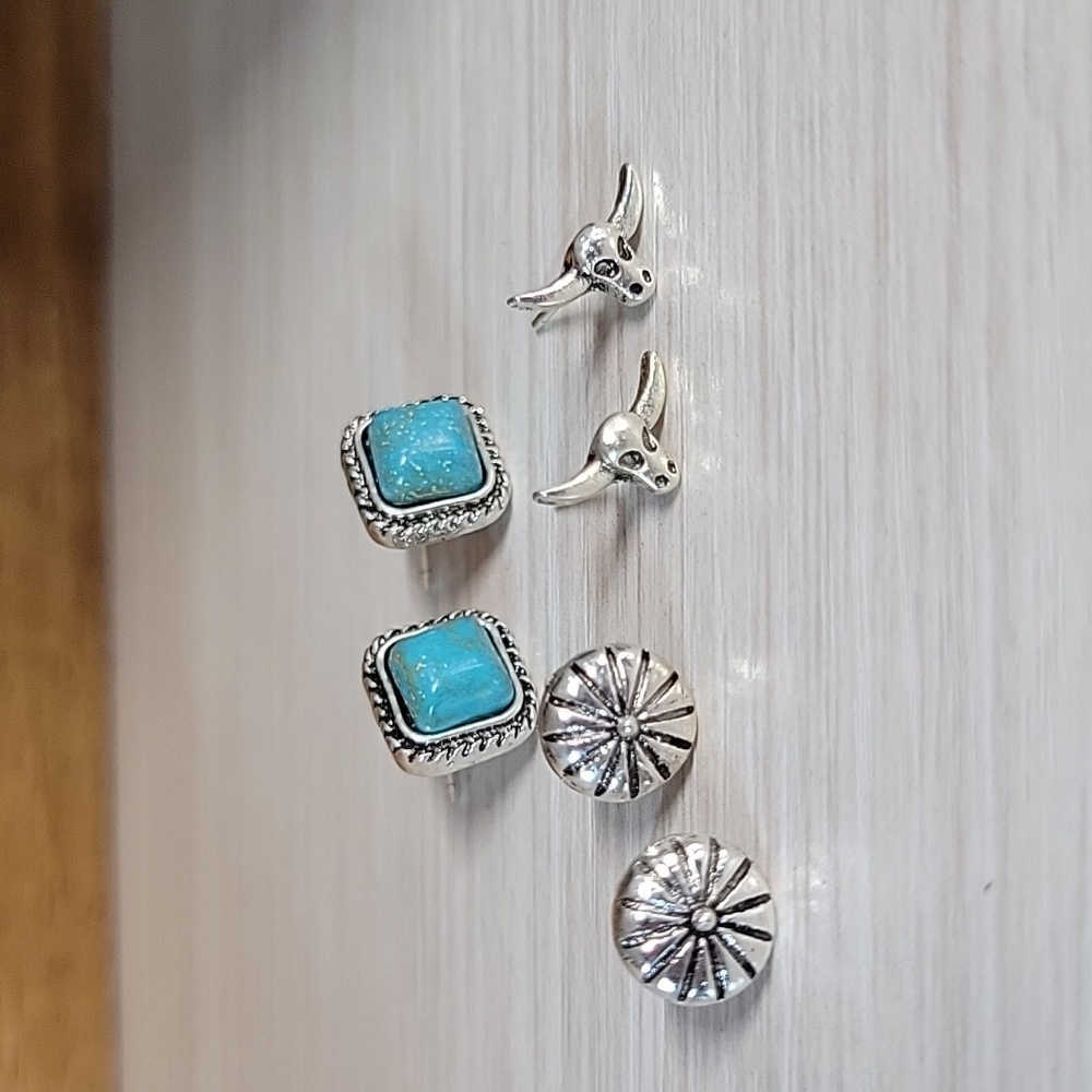 SOUTHWESTERN DAINTY STUD EARRINGS, SET OF THREE